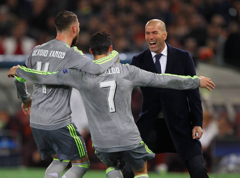 Ronaldo e Zidane fanno festa: il Real Madrid batte 2-0 la Roma. Getty